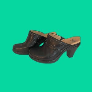 Sofft‎ Women's Shoe Size 6.5W Black High Heeled Mules Stud Detail NWOB